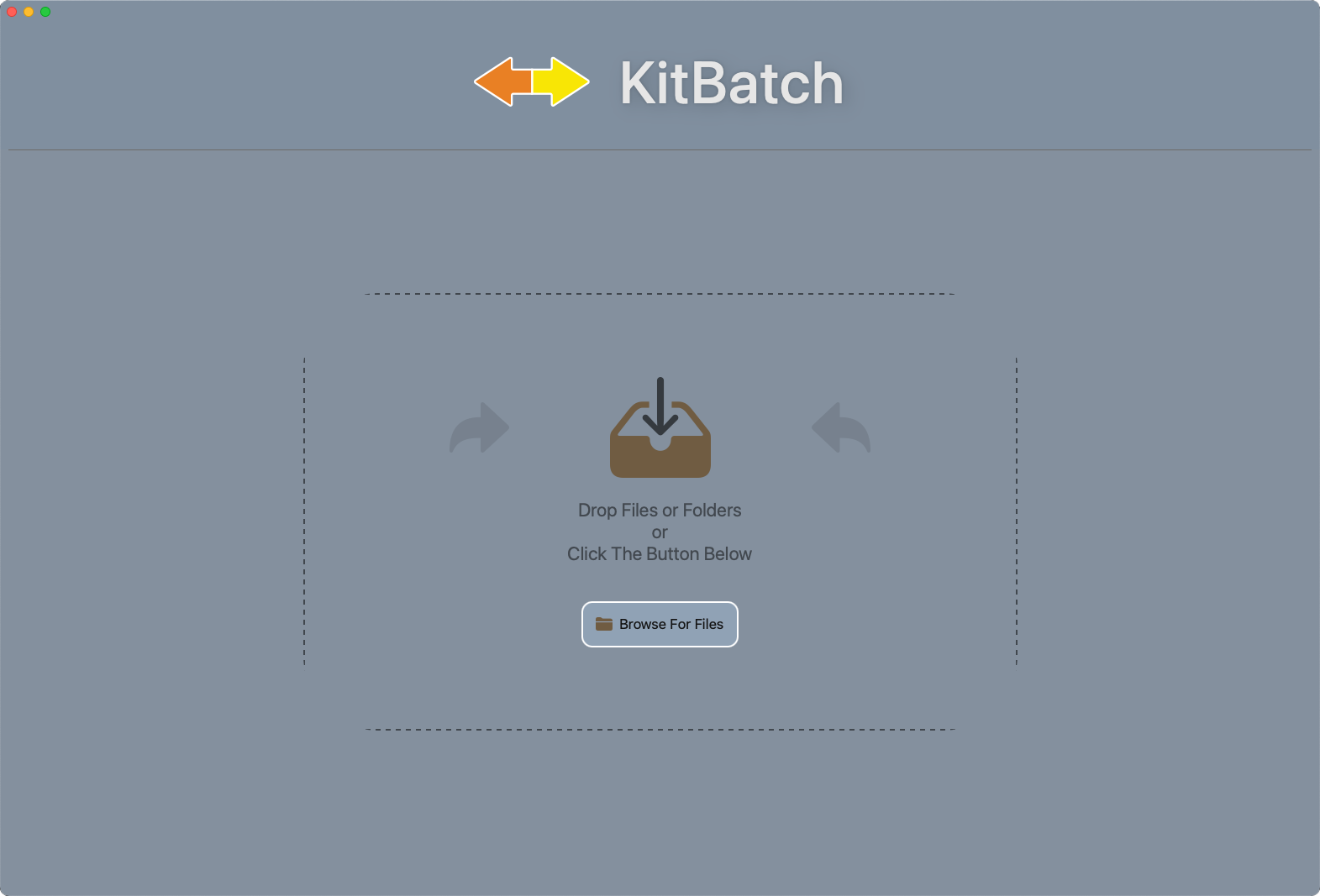 KitBatch start screen, light mode